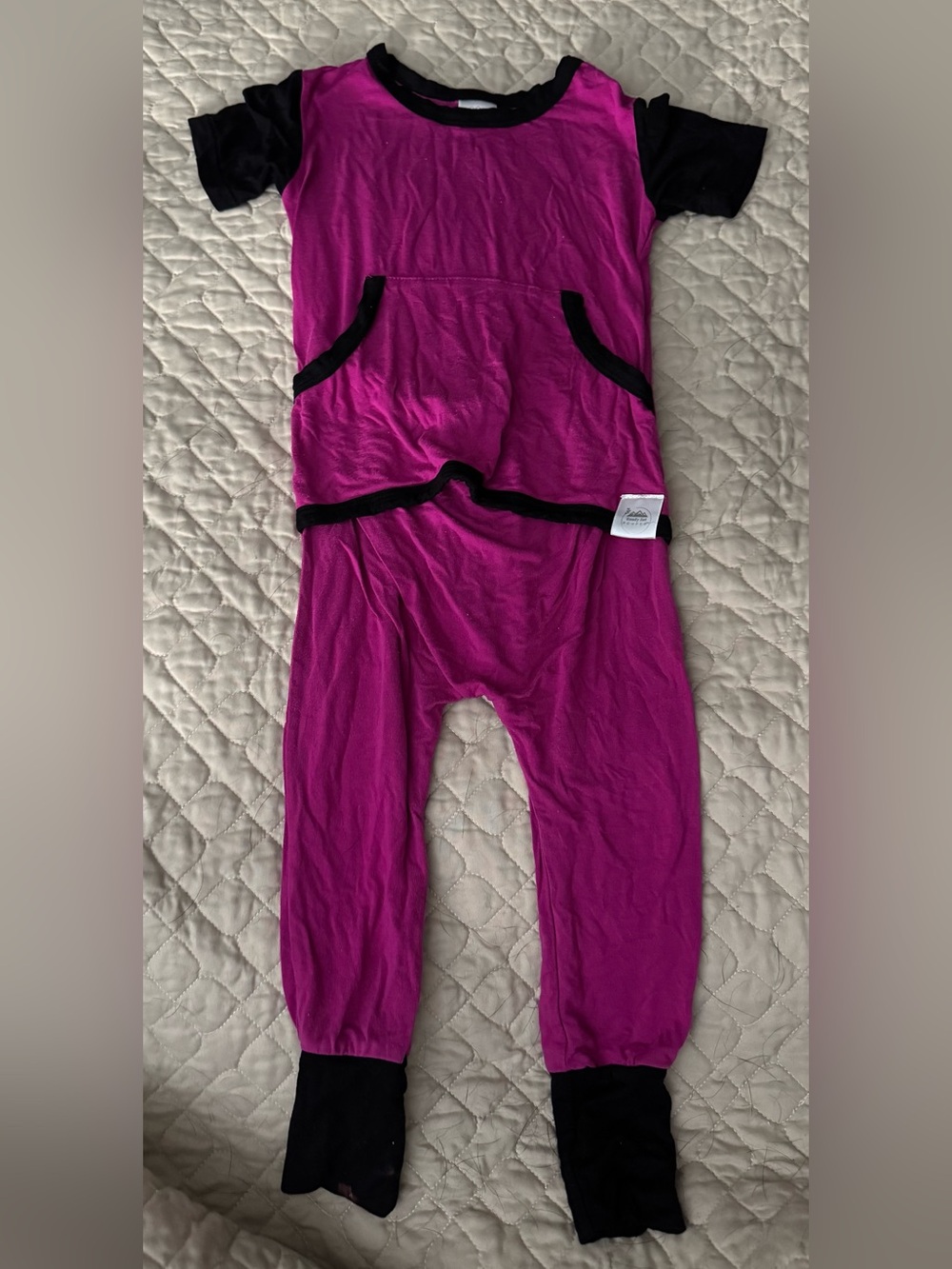 Ready Set Romper Magenta One-Piece Romper with Black Trim
